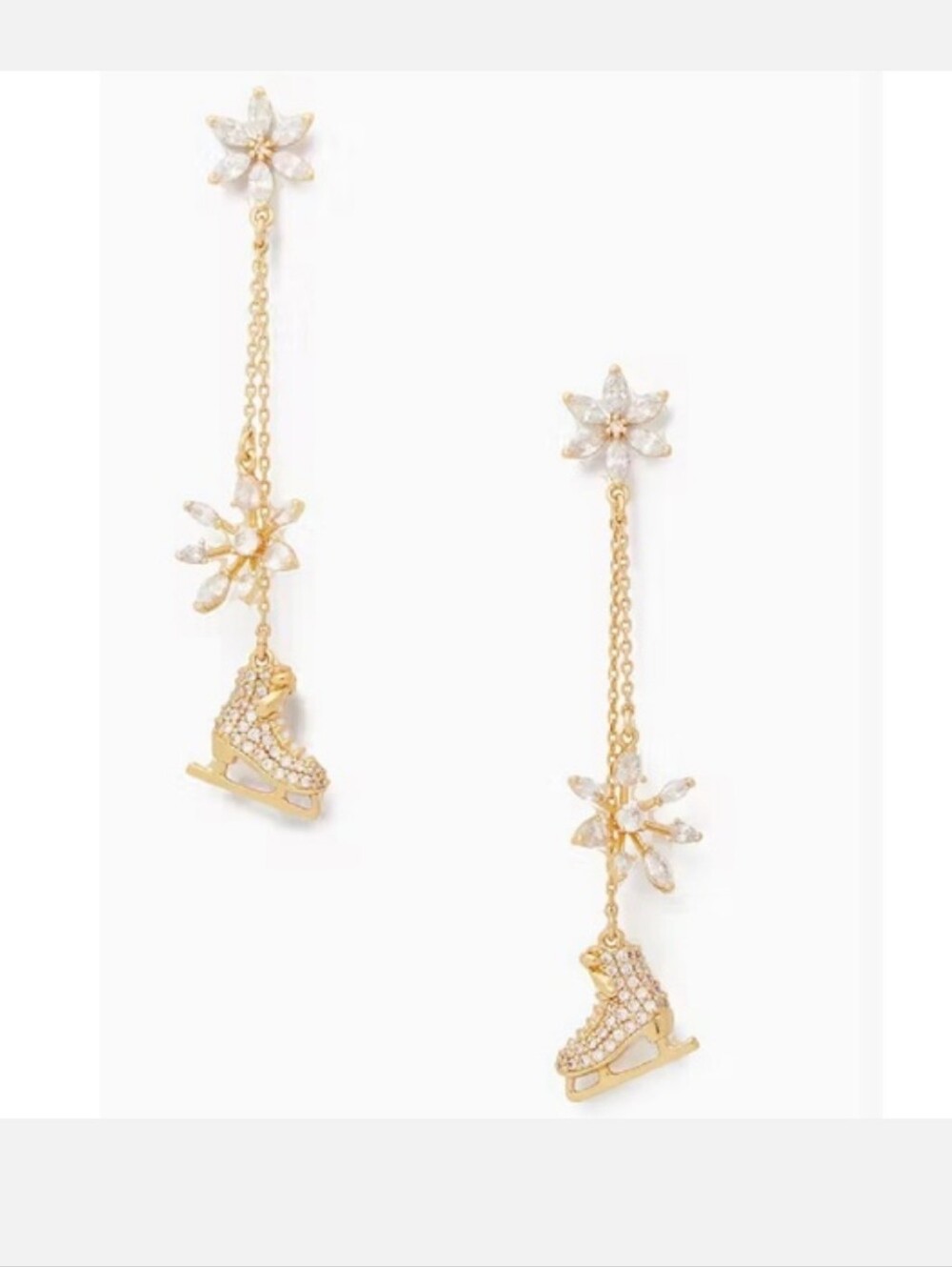 Kate Spade Snow Day Ice Skate Earrings New